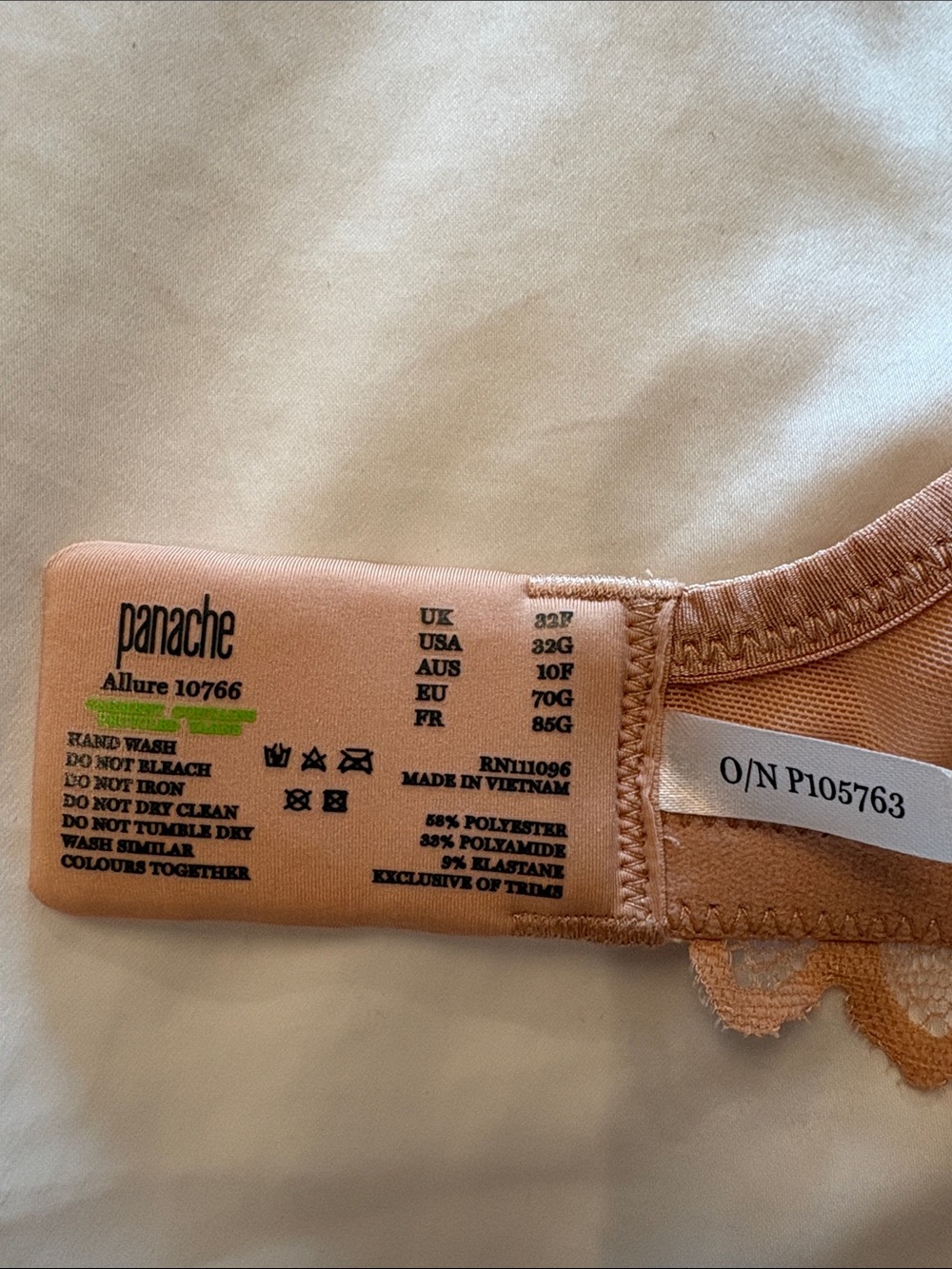 Panache allure spacer bra- honey- 32G- NWT! - Picture 3 of 4